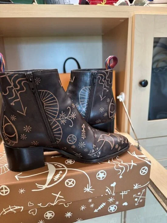 Valentino Santeria Leather Brown Ankle Boots Size 37.5 - Picture 7 of 12